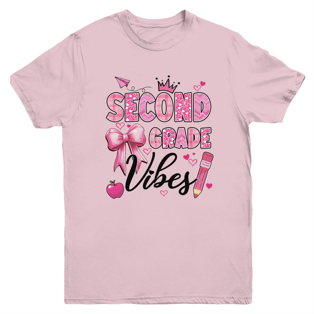 2nd Second Grade Vibes Back To School Coquette Teacher Girl Youth Shirt | teecentury