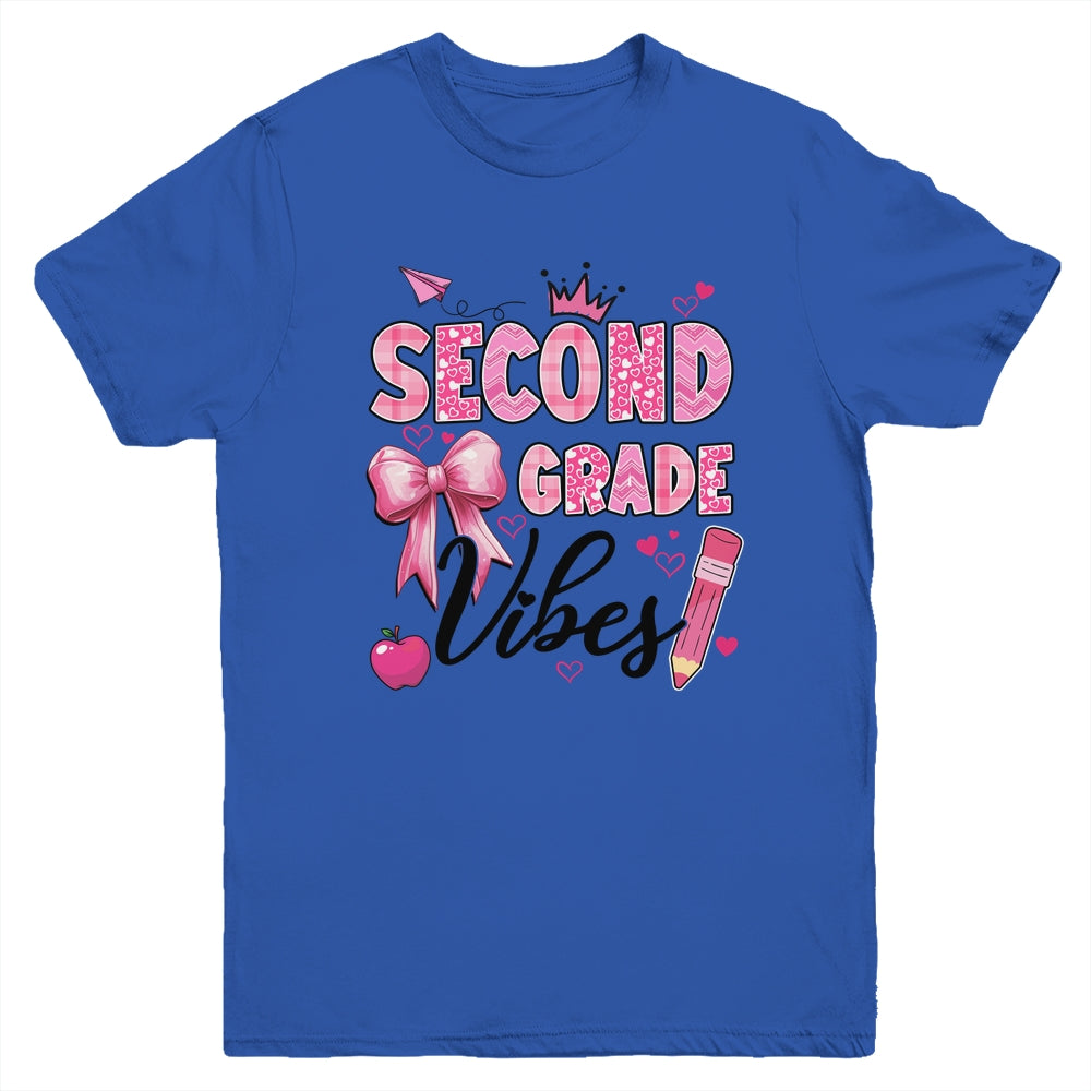 2nd Second Grade Vibes Back To School Coquette Teacher Girl Youth Shirt | teecentury