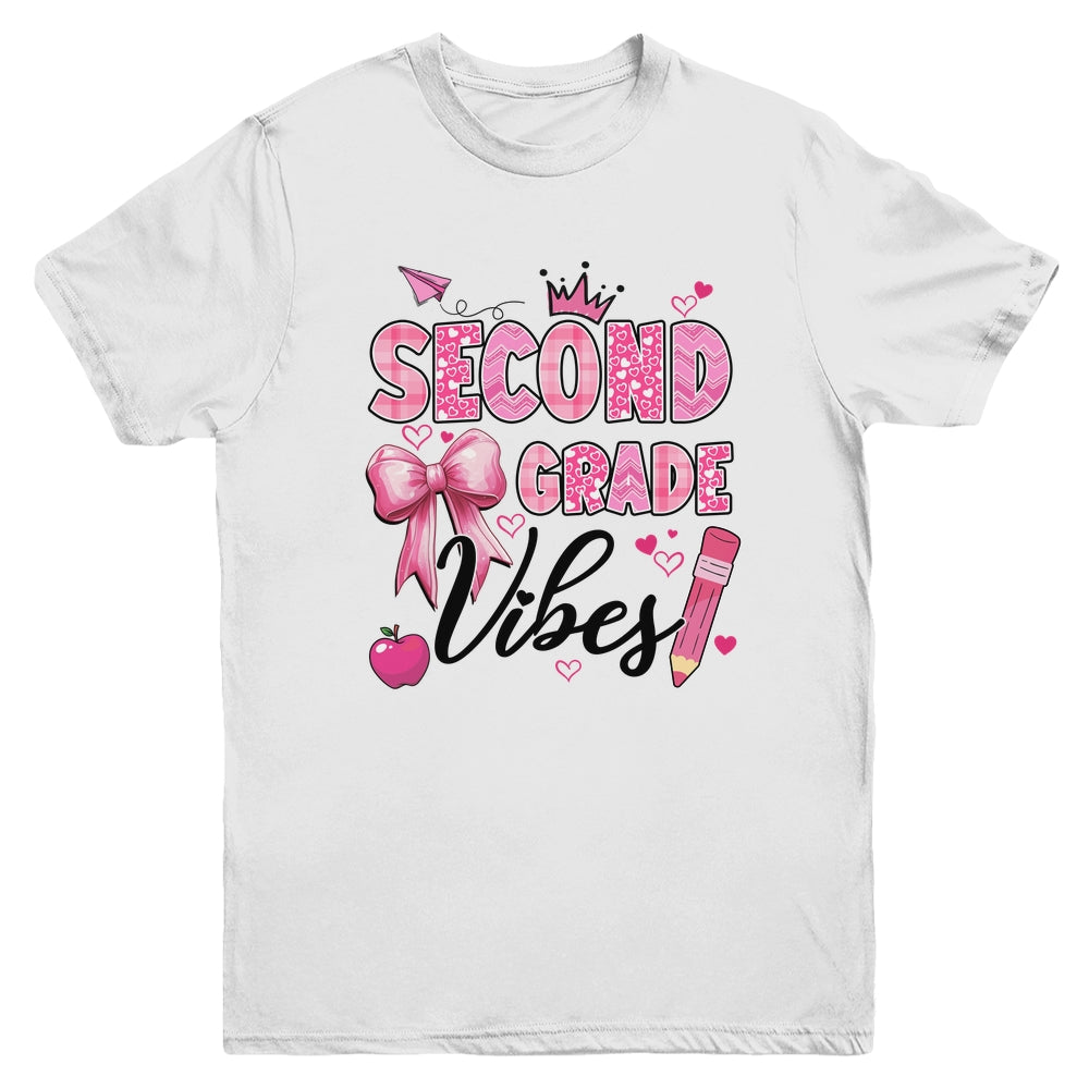 2nd Second Grade Vibes Back To School Coquette Teacher Girl Youth Shirt | teecentury