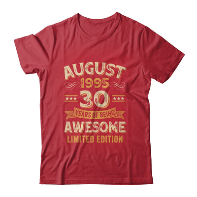 30 Years Awesome Vintage August 1995 30th Birthday Shirt & Hoodie | teecentury
