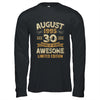 30 Years Awesome Vintage August 1995 30th Birthday Shirt & Hoodie | teecentury