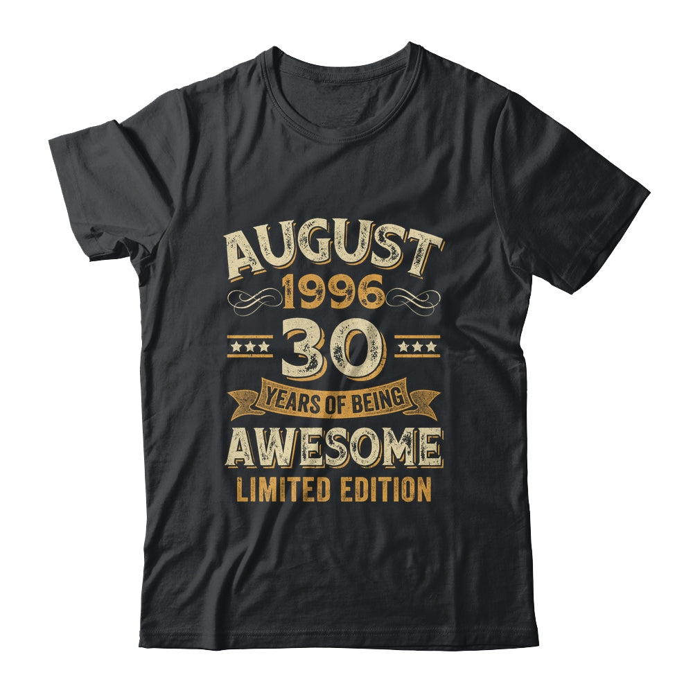 30 Years Awesome Vintage August 1996 30th Birthday Shirt & Hoodie | teecentury
