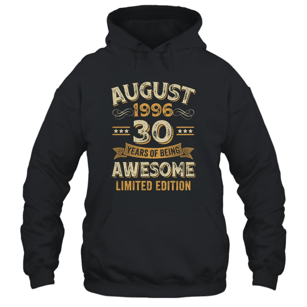 30 Years Awesome Vintage August 1996 30th Birthday Shirt & Hoodie | teecentury