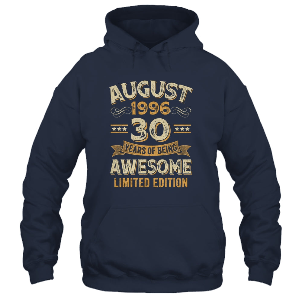30 Years Awesome Vintage August 1996 30th Birthday Shirt & Hoodie | teecentury