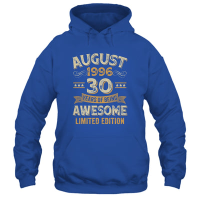 30 Years Awesome Vintage August 1996 30th Birthday Shirt & Hoodie | teecentury