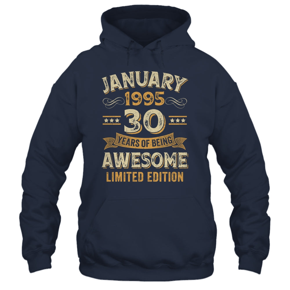 30 Years Awesome Vintage January 1995 30th Birthday Shirt & Hoodie | teecentury
