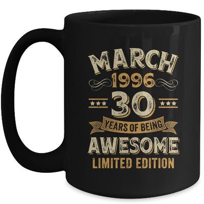30 Years Awesome Vintage March 1996 30th Birthday Mug | teecentury
