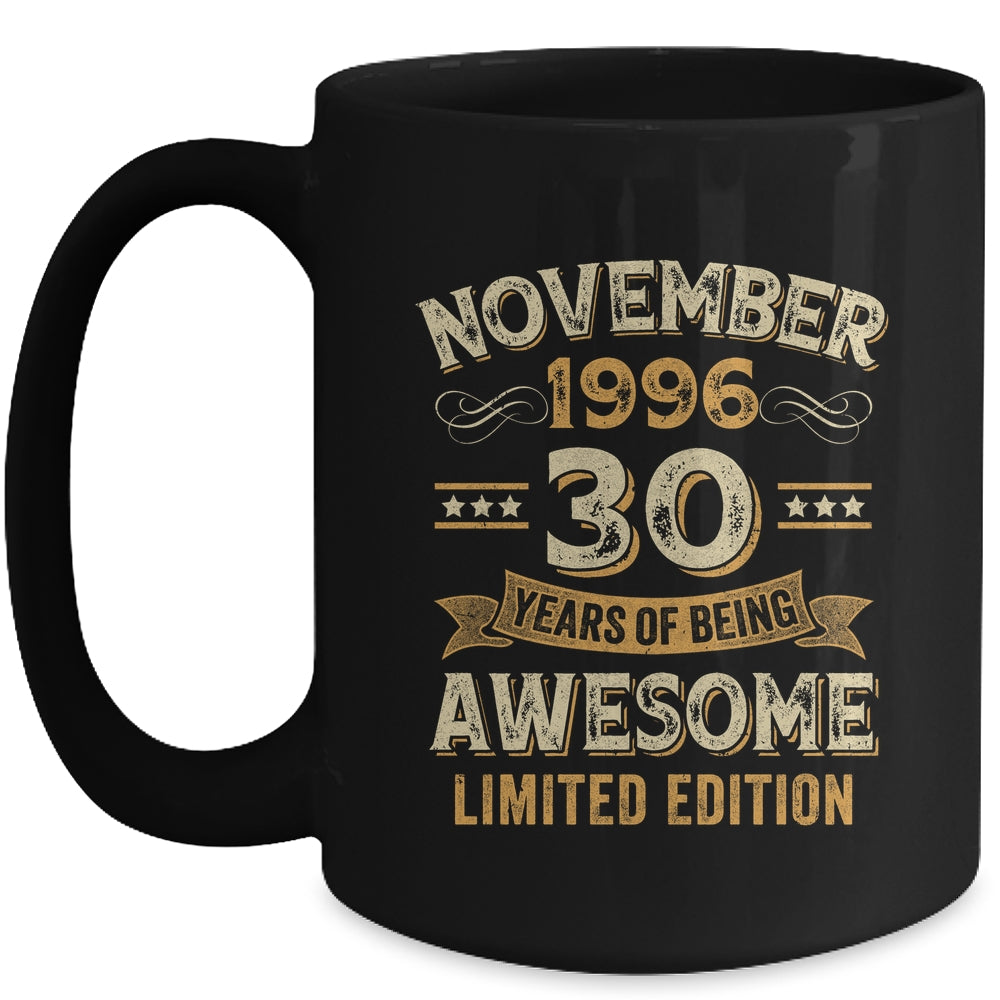30 Years Awesome Vintage November 1996 30th Birthday Mug | teecentury