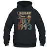 30 Years Old Legendary Since July 1993 30th Birthday Shirt & Hoodie | teecentury