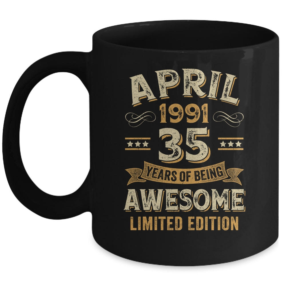 35 Years Awesome Vintage April 1991 35th Birthday Mug | teecentury