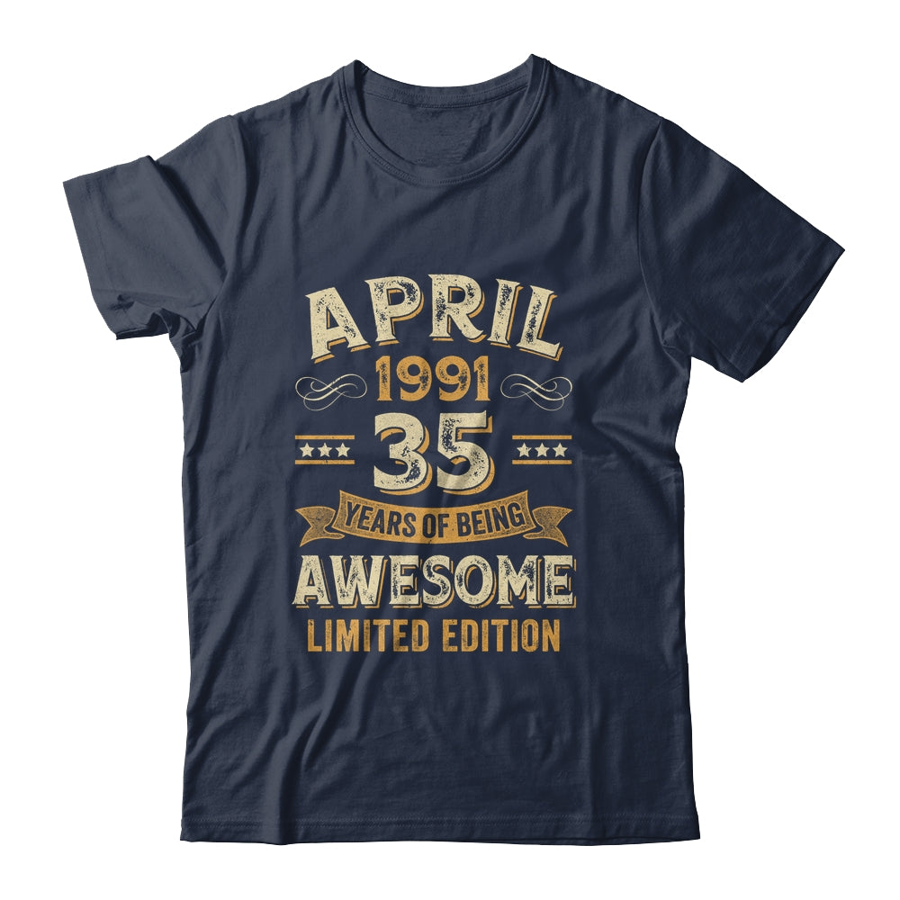 35 Years Awesome Vintage April 1991 35th Birthday Shirt & Hoodie | teecentury