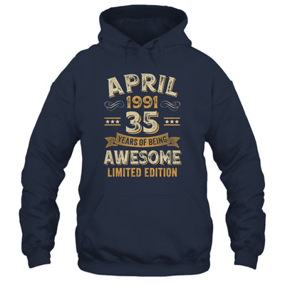 35 Years Awesome Vintage April 1991 35th Birthday Shirt & Hoodie | teecentury