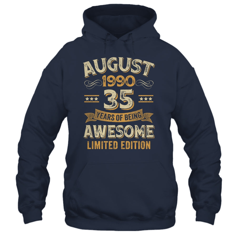 35 Years Awesome Vintage August 1990 35th Birthday Shirt & Hoodie | teecentury