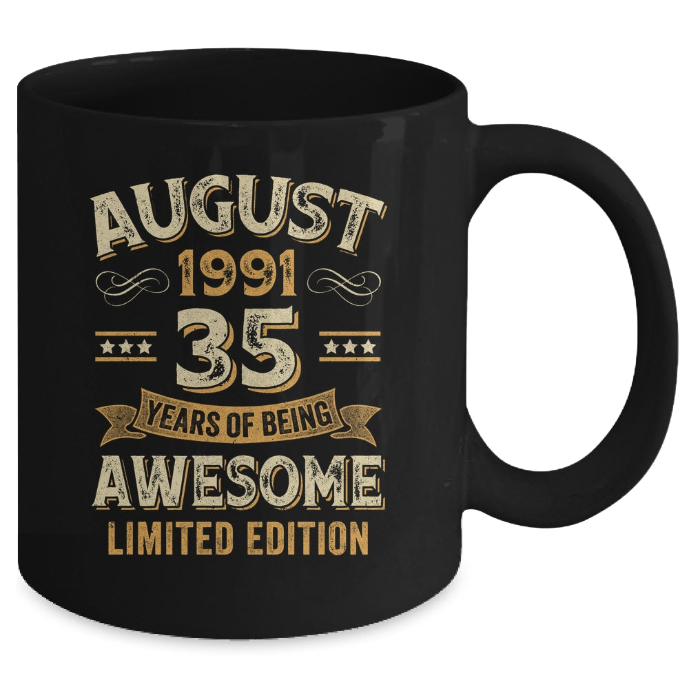 35 Years Awesome Vintage August 1991 35th Birthday Mug | teecentury