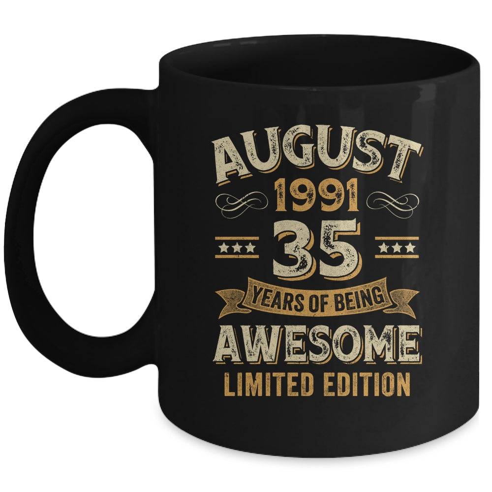 35 Years Awesome Vintage August 1991 35th Birthday Mug | teecentury