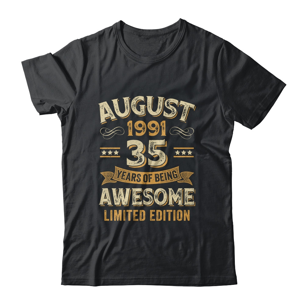 35 Years Awesome Vintage August 1991 35th Birthday Shirt & Hoodie | teecentury