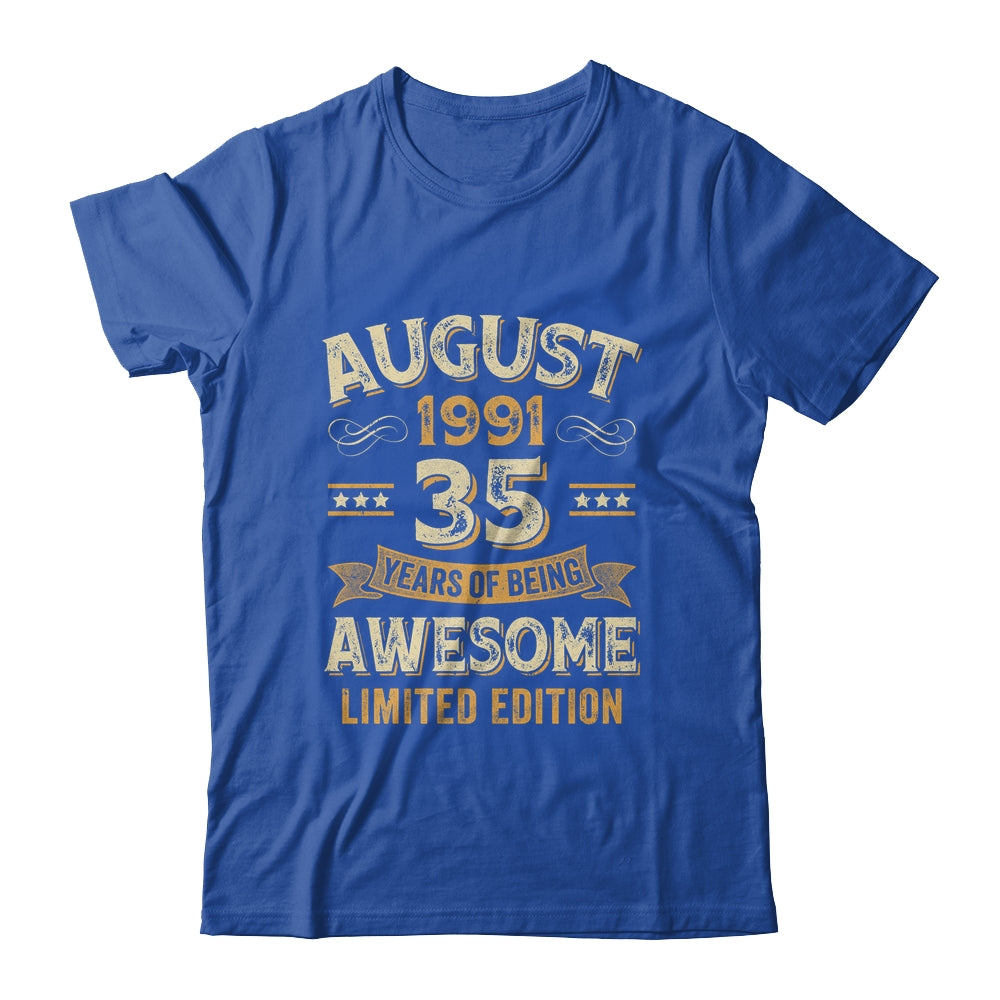 35 Years Awesome Vintage August 1991 35th Birthday Shirt & Hoodie | teecentury