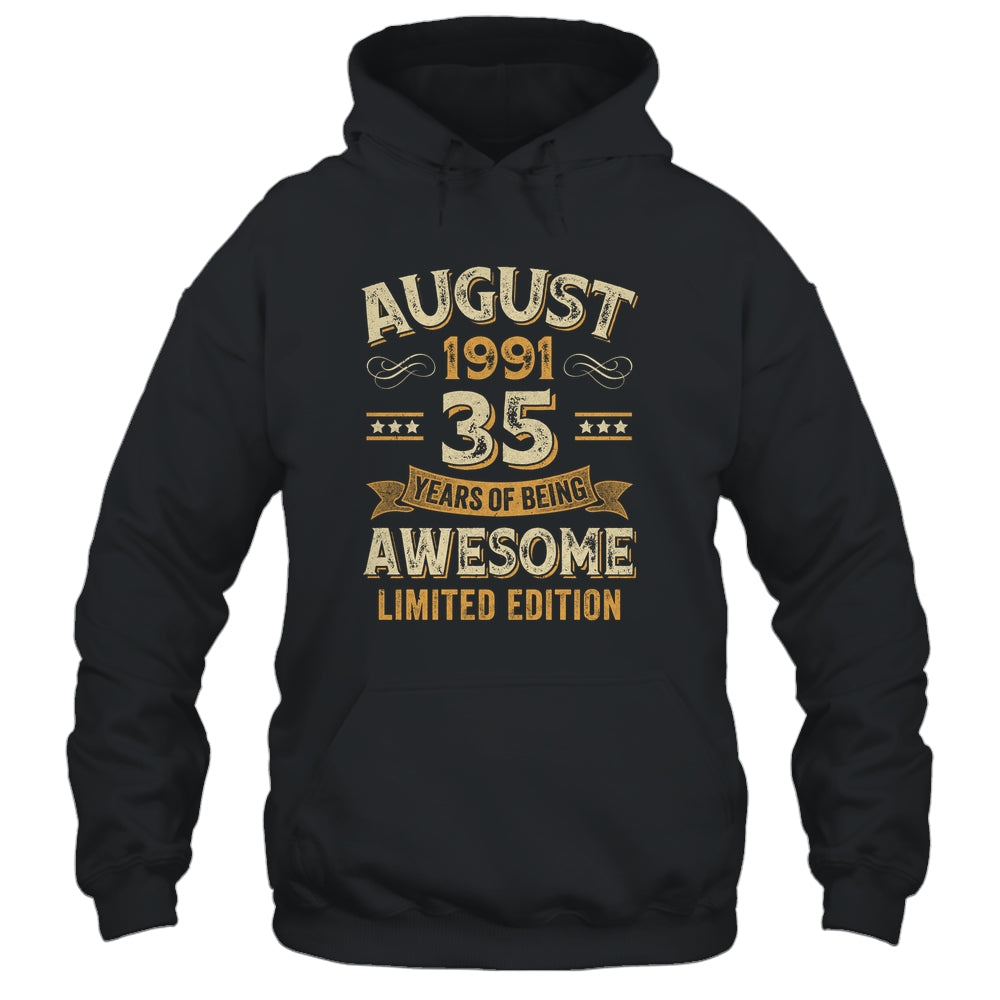 35 Years Awesome Vintage August 1991 35th Birthday Shirt & Hoodie | teecentury