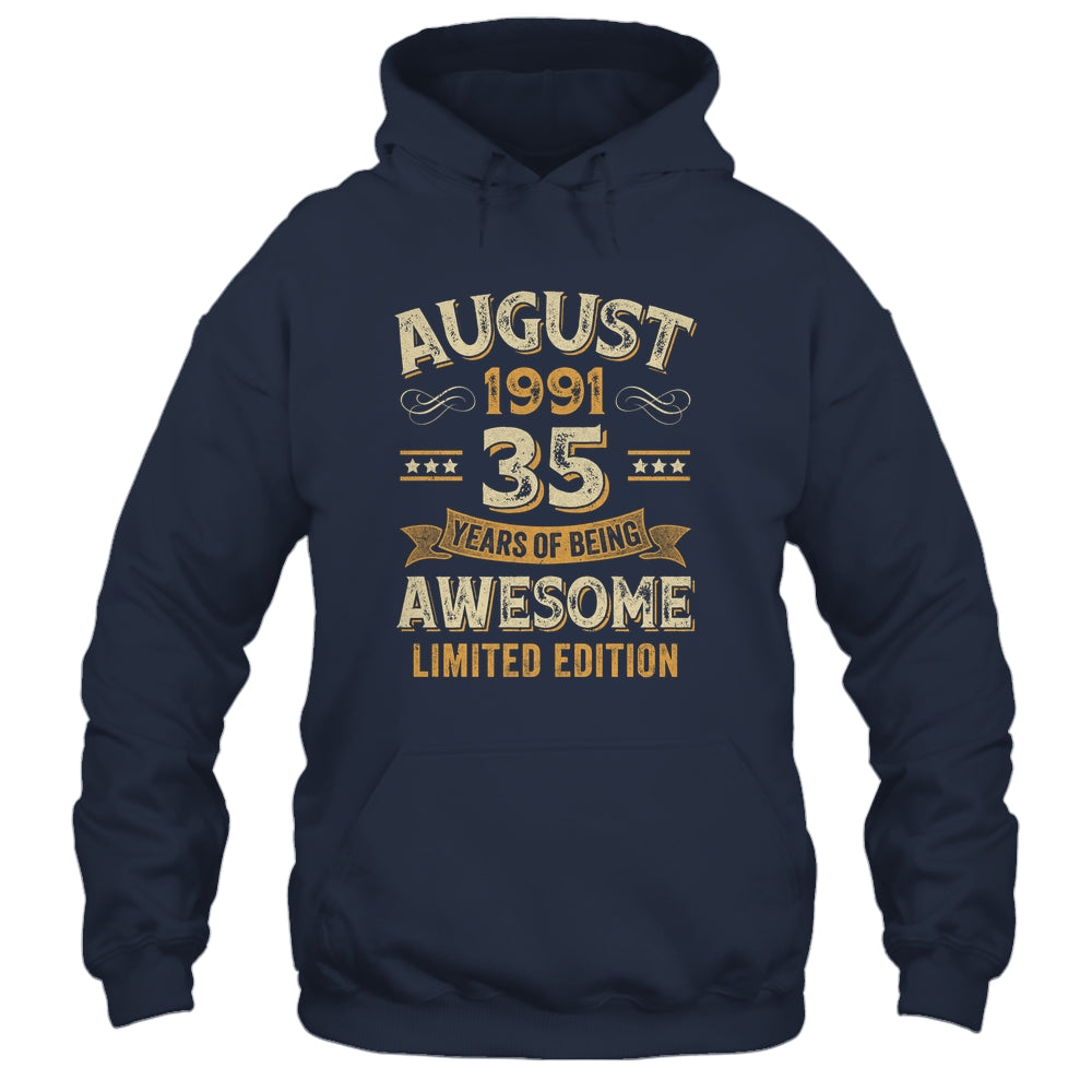 35 Years Awesome Vintage August 1991 35th Birthday Shirt & Hoodie | teecentury