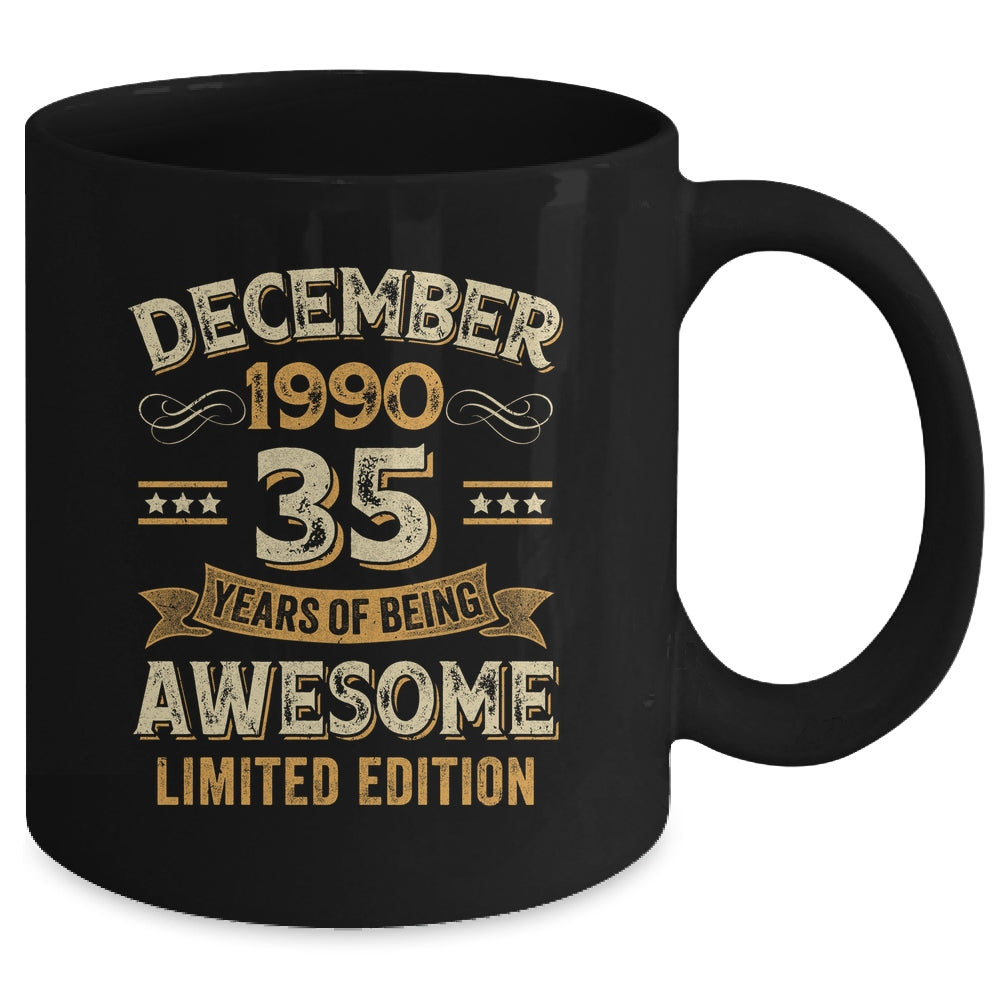 35 Years Awesome Vintage December 1990 35th Birthday Mug | teecentury
