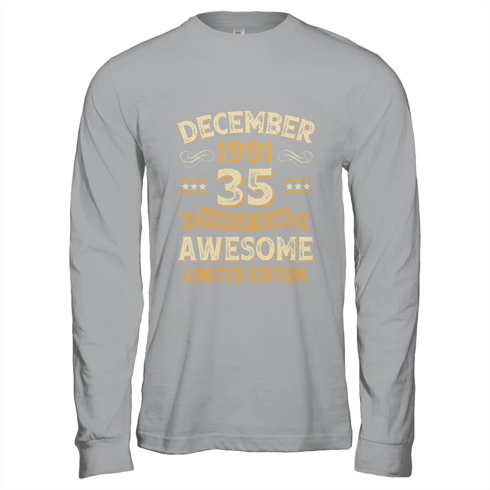 35 Years Awesome Vintage December 1991 35th Birthday Shirt & Hoodie | teecentury