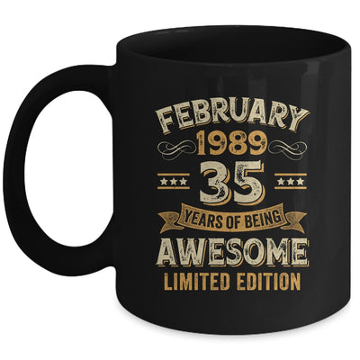 35 Years Awesome Vintage February 1989 35th Birthday Mug | teecentury