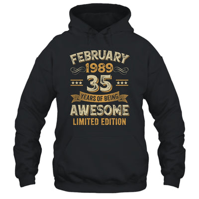 35 Years Awesome Vintage February 1989 35th Birthday Shirt & Hoodie | teecentury