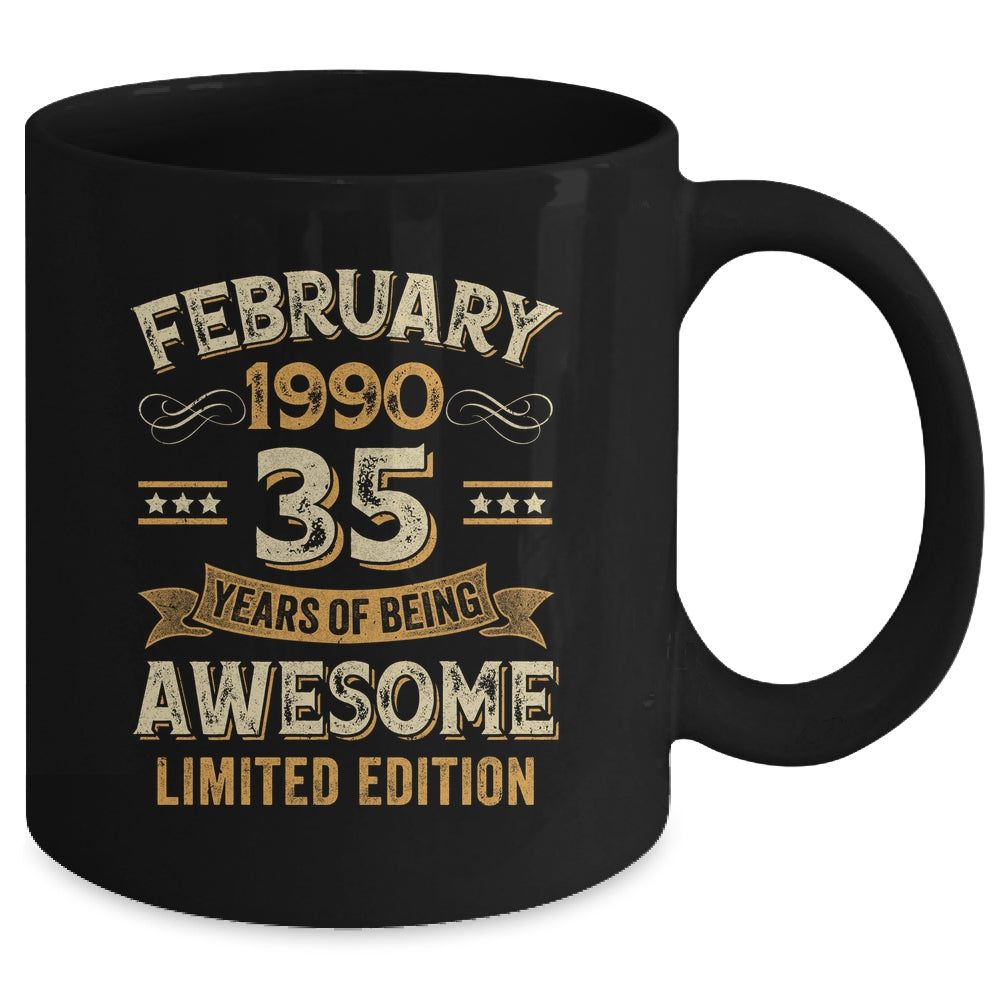 35 Years Awesome Vintage February 1990 35th Birthday Mug | teecentury