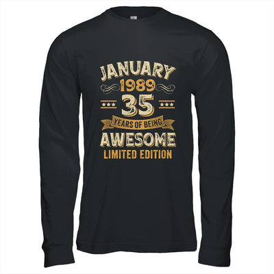 35 Years Awesome Vintage January 1989 35th Birthday Shirt & Hoodie | teecentury