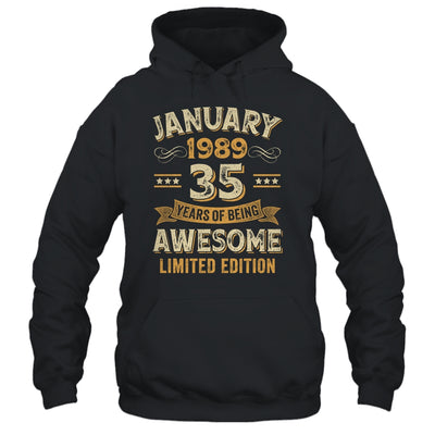 35 Years Awesome Vintage January 1989 35th Birthday Shirt & Hoodie | teecentury