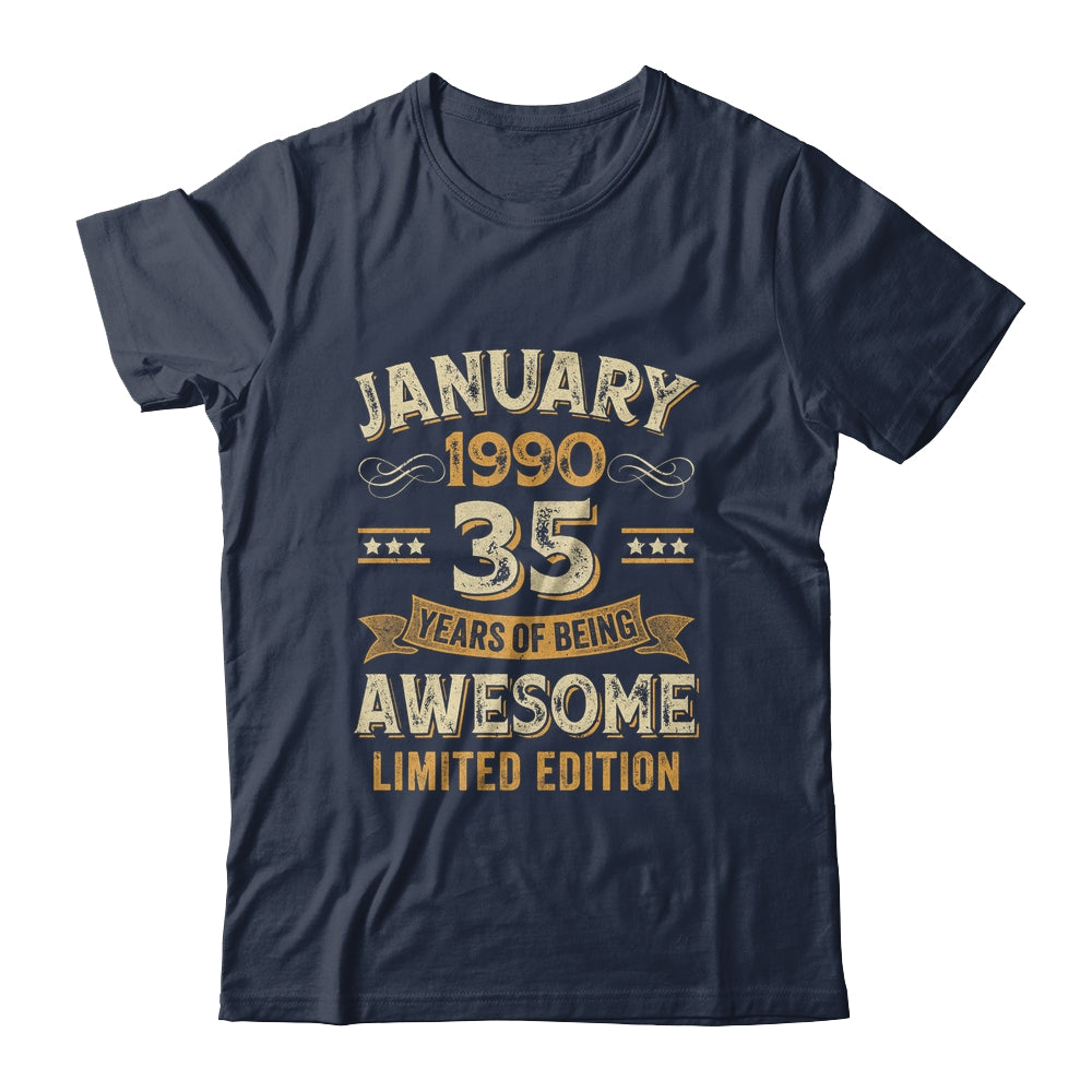 35 Years Awesome Vintage January 1990 35th Birthday Shirt & Hoodie | teecentury