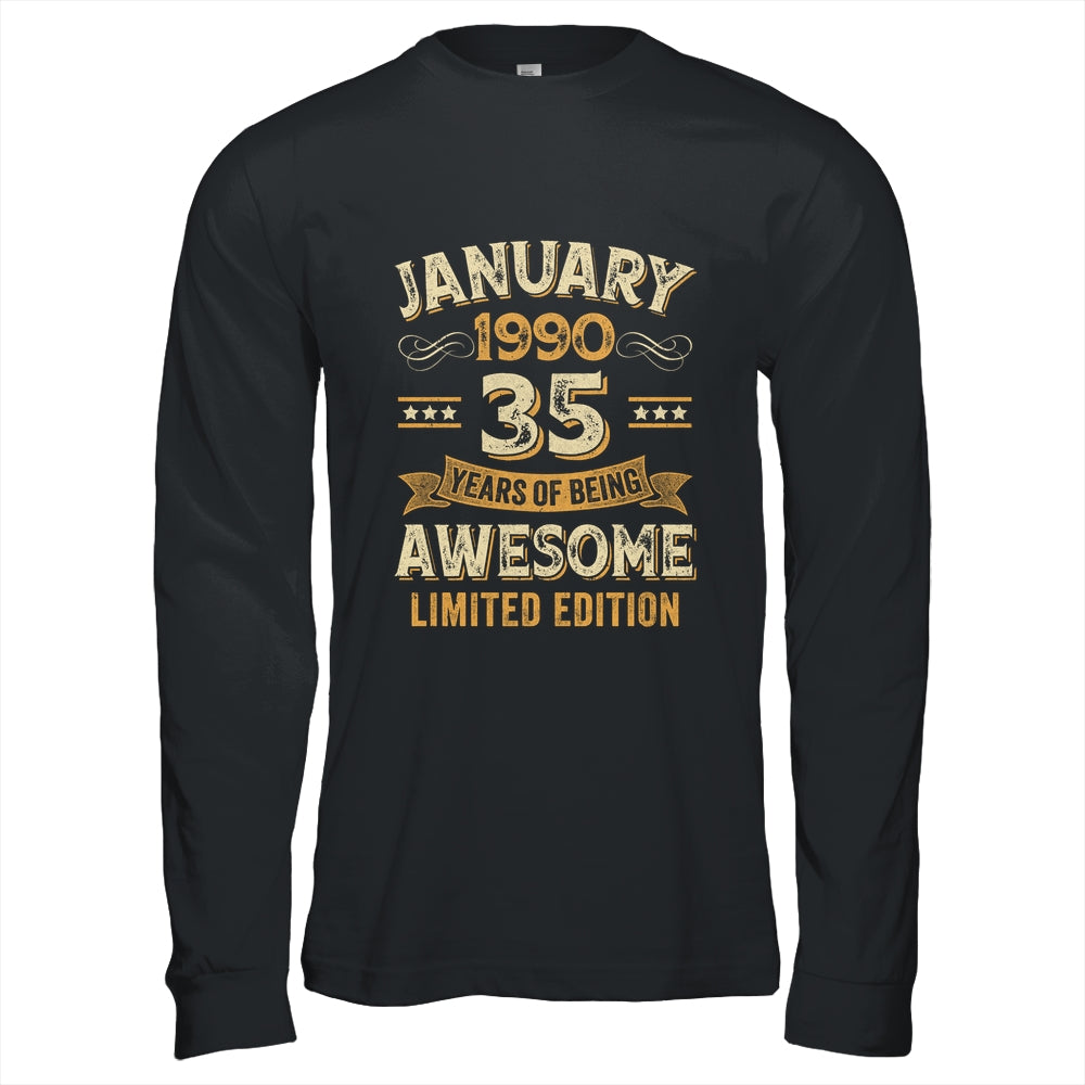 35 Years Awesome Vintage January 1990 35th Birthday Shirt & Hoodie | teecentury