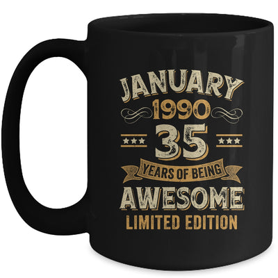 35 Years Awesome Vintage January 1990 35th Birthday Mug | teecentury