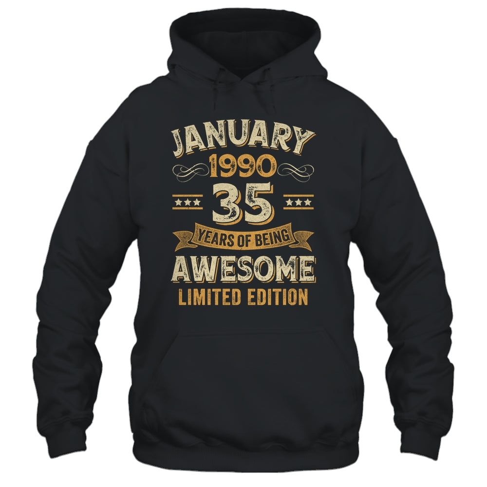 35 Years Awesome Vintage January 1990 35th Birthday Shirt & Hoodie | teecentury