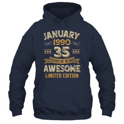 35 Years Awesome Vintage January 1990 35th Birthday Shirt & Hoodie | teecentury