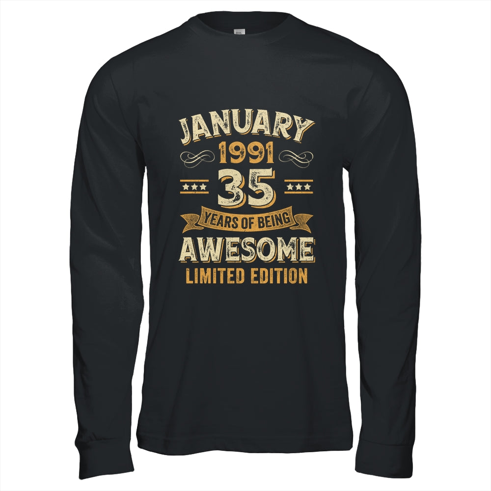 35 Years Awesome Vintage January 1991 35th Birthday Shirt & Hoodie | teecentury