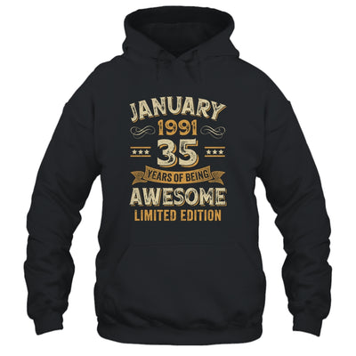 35 Years Awesome Vintage January 1991 35th Birthday Shirt & Hoodie | teecentury