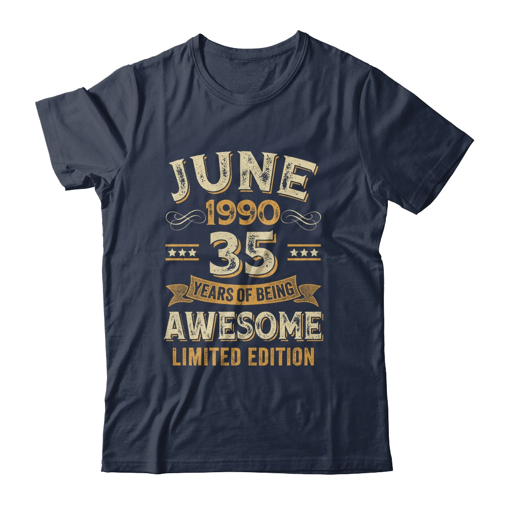 35 Years Awesome Vintage June 1990 35th Birthday Shirt & Hoodie | teecentury