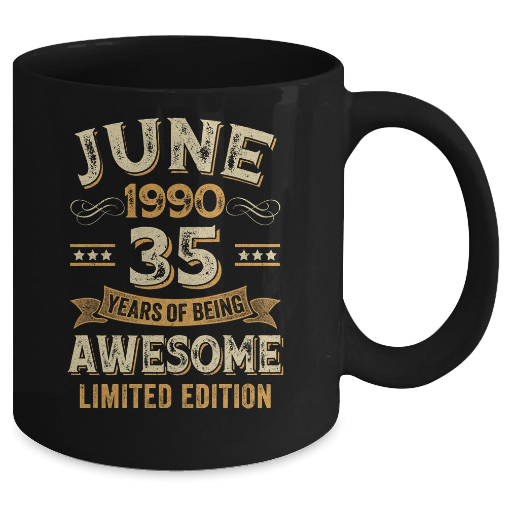 35 Years Awesome Vintage June 1990 35th Birthday Mug | teecentury