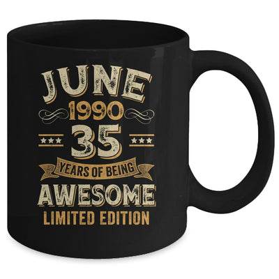 35 Years Awesome Vintage June 1990 35th Birthday Mug | teecentury