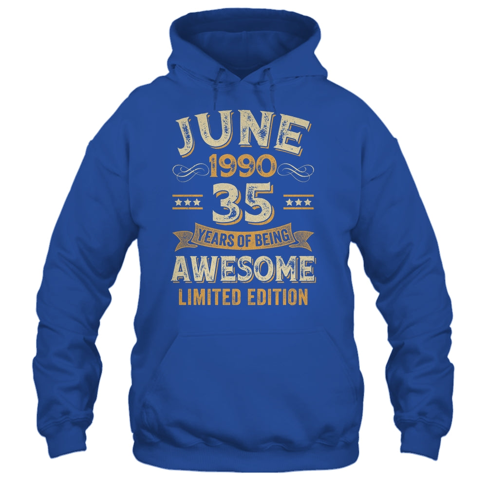 35 Years Awesome Vintage June 1990 35th Birthday Shirt & Hoodie | teecentury