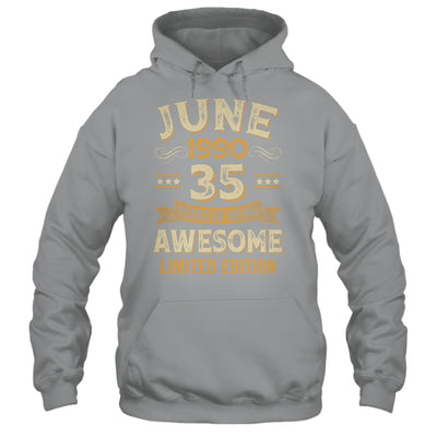 35 Years Awesome Vintage June 1990 35th Birthday Shirt & Hoodie | teecentury