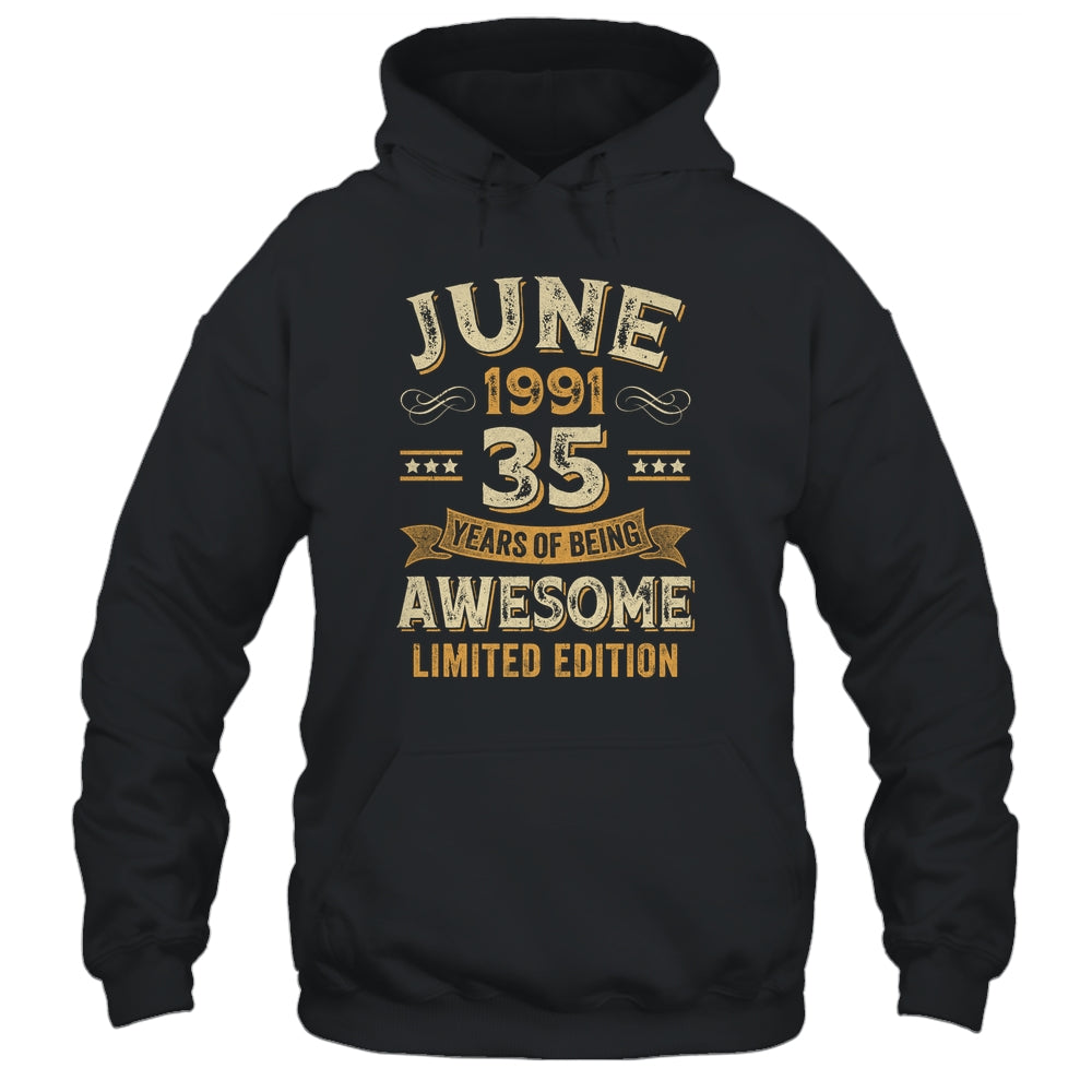 35 Years Awesome Vintage June 1991 35th Birthday Shirt & Hoodie | teecentury