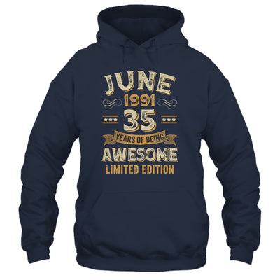 35 Years Awesome Vintage June 1991 35th Birthday Shirt & Hoodie | teecentury