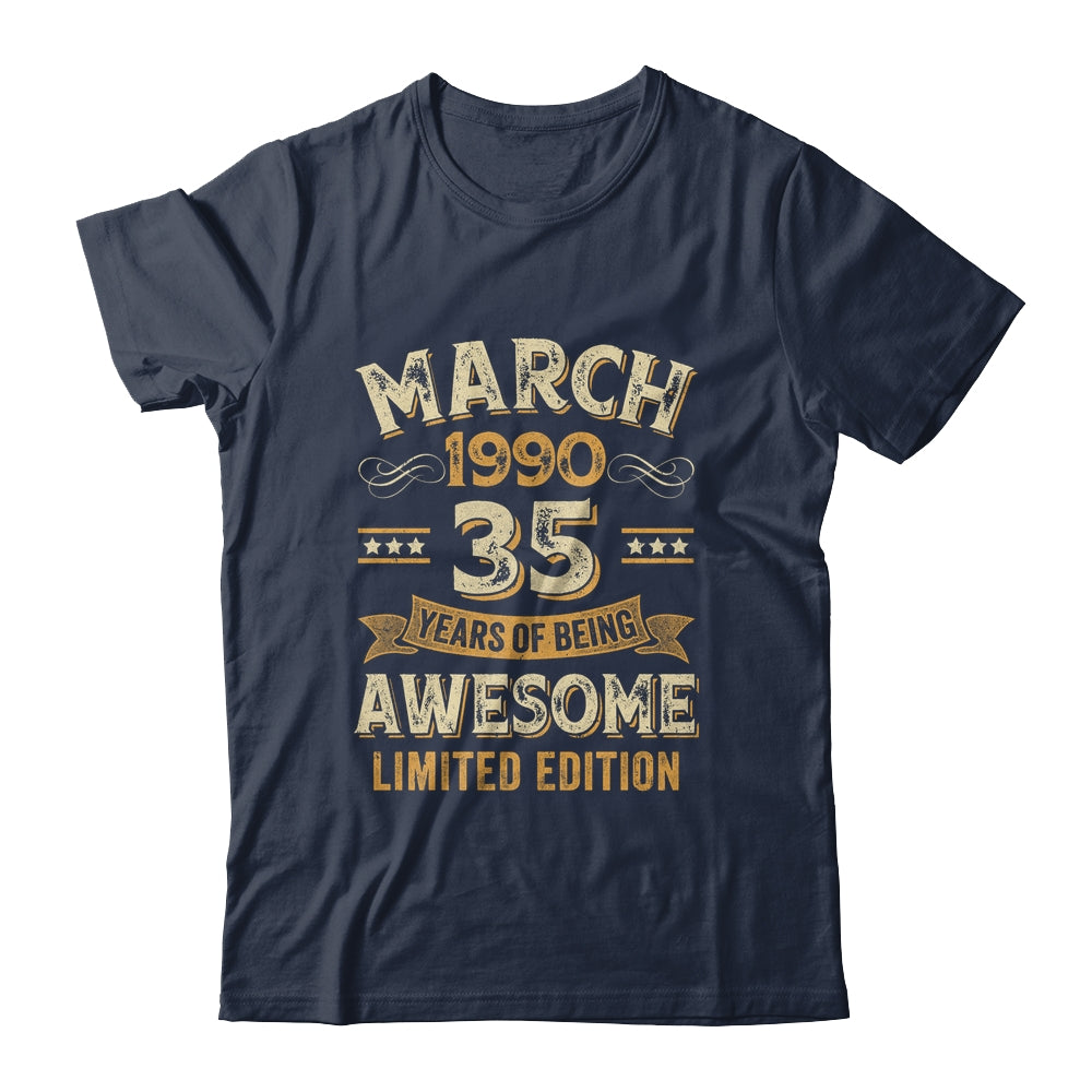 35 Years Awesome Vintage March 1990 35th Birthday Shirt & Hoodie | teecentury