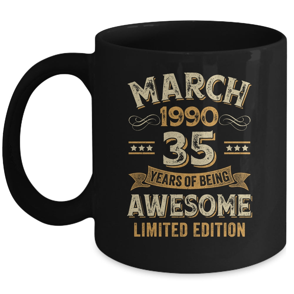 35 Years Awesome Vintage March 1990 35th Birthday Mug | teecentury