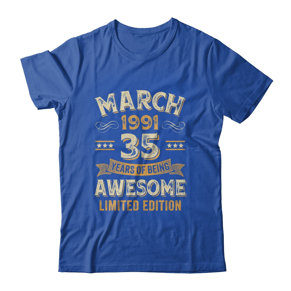 35 Years Awesome Vintage March 1991 35th Birthday Shirt & Hoodie | teecentury