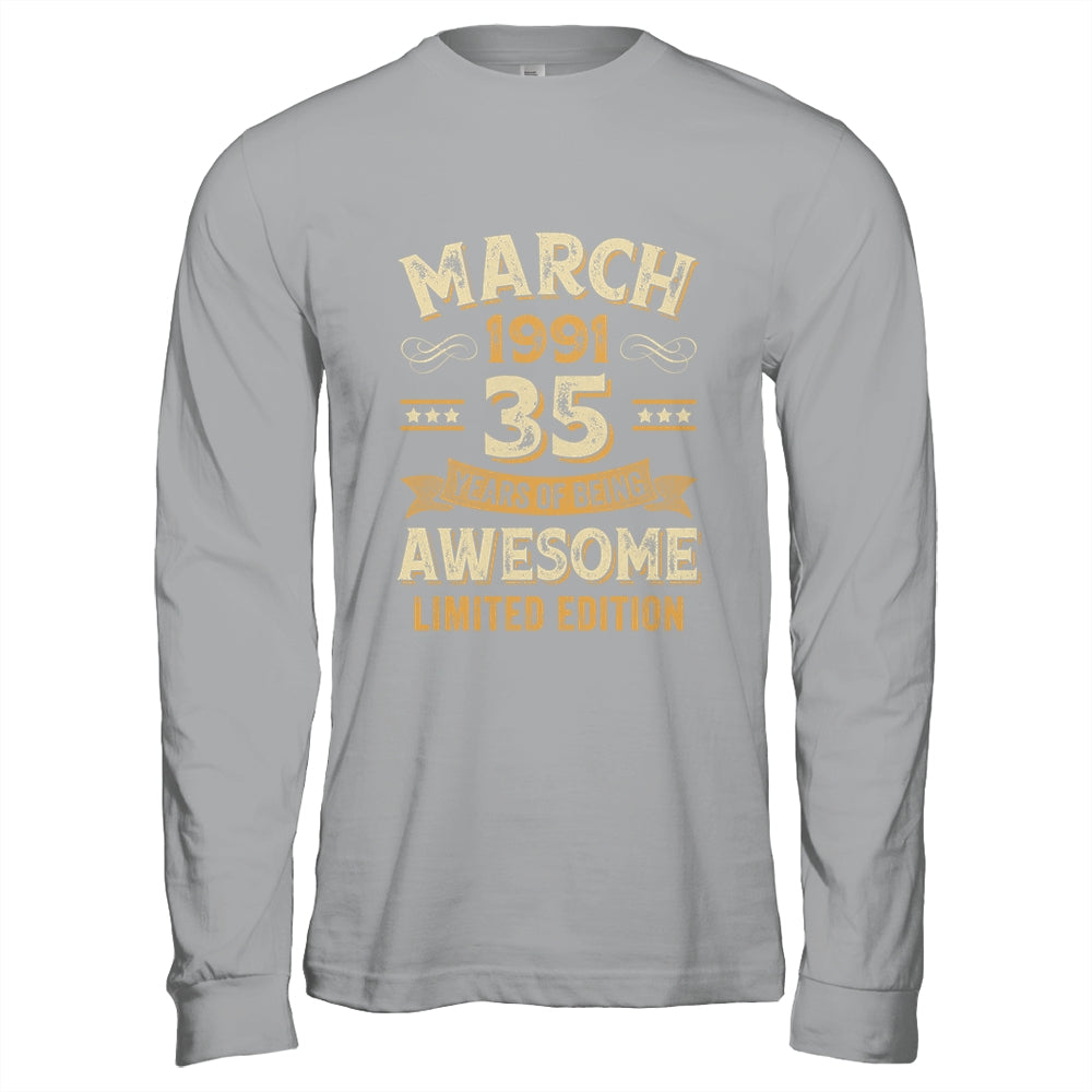 35 Years Awesome Vintage March 1991 35th Birthday Shirt & Hoodie | teecentury