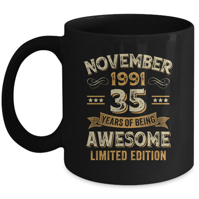 35 Years Awesome Vintage November 1991 35th Birthday Mug | teecentury