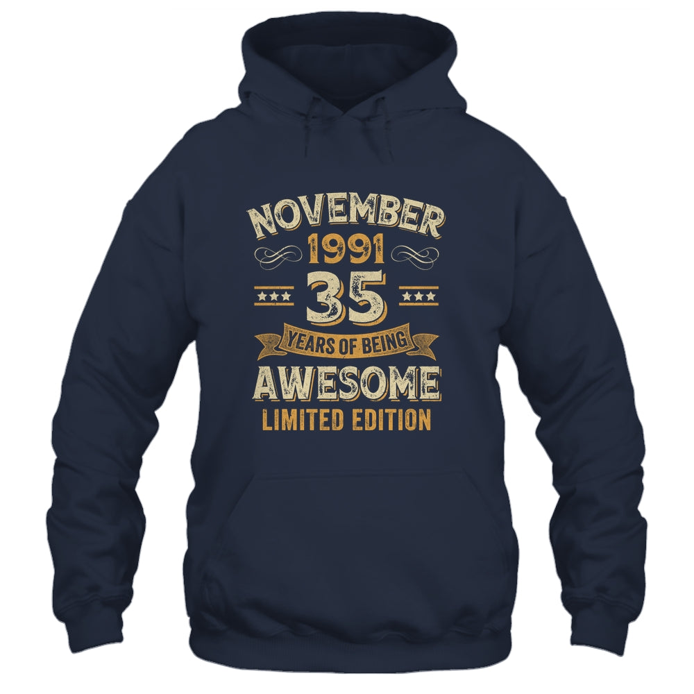 35 Years Awesome Vintage November 1991 35th Birthday Shirt & Hoodie | teecentury